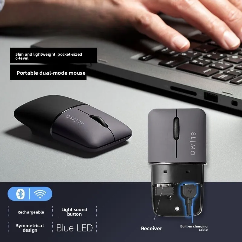 Mini Portable Wireless Bluetooth Dual-mode Mouse Rechargeable Ergonomics Silent Mice With Bracket For PC Laptop Computer Gifts