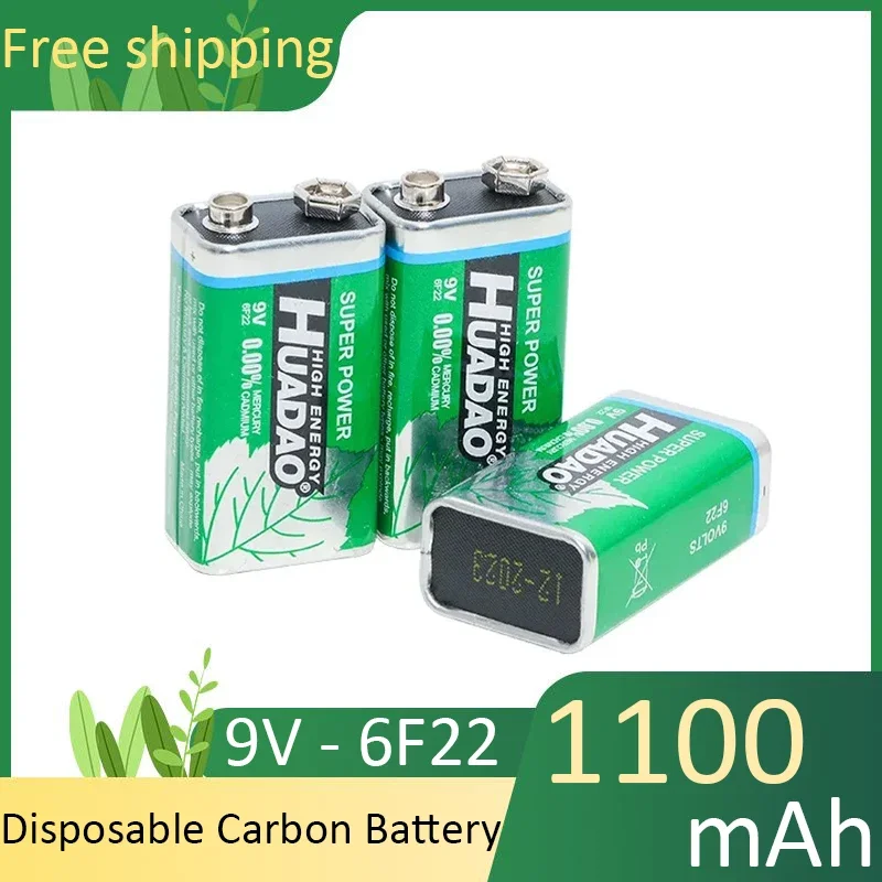 2-20PCS disposable battery 9V alkaline battery multimeter alarm microphone 6F22 carbon dry battery 1100mah suitable for KTV toys