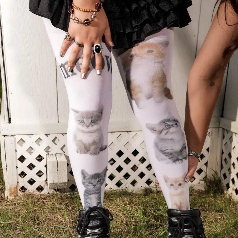 Y2K Velvet Pantyhose Medium Thickness Plus size Women Printed Tights All Seasons Footed Design Footed Tights