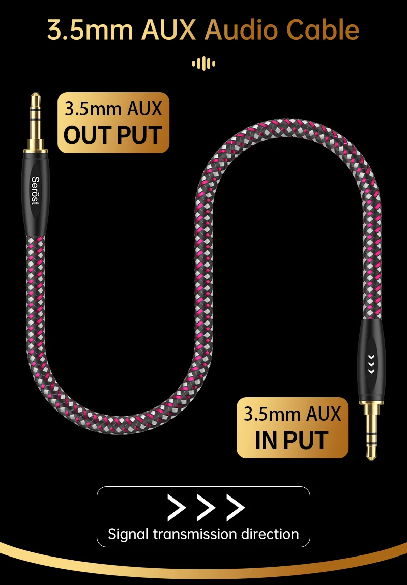 Serost Moon HiFi 99,9999% reines OCC-Audiokabel 3,5mm auf 3,5mm AUX-Kabel für Auto-Audio-Musikplayer, Kopfhörer, Lautsprecher, DAC, DSP – Detail 2
