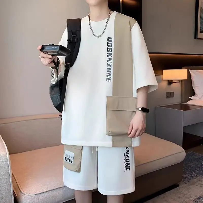 

Men's 2026 Summer Casual Sports Set Loose Fit Short Sleeve T-Shirt Shorts Two Piece Outfit Breathable Activewear