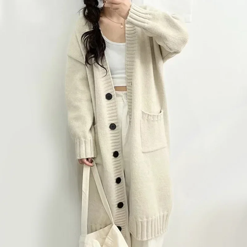 

Pink Cardigan Kawaii Knitted Sweater Long Sleeve Top Korean Fashion Oversized Cardigan Warm Loose Autumn Sweaters Long Cardigans