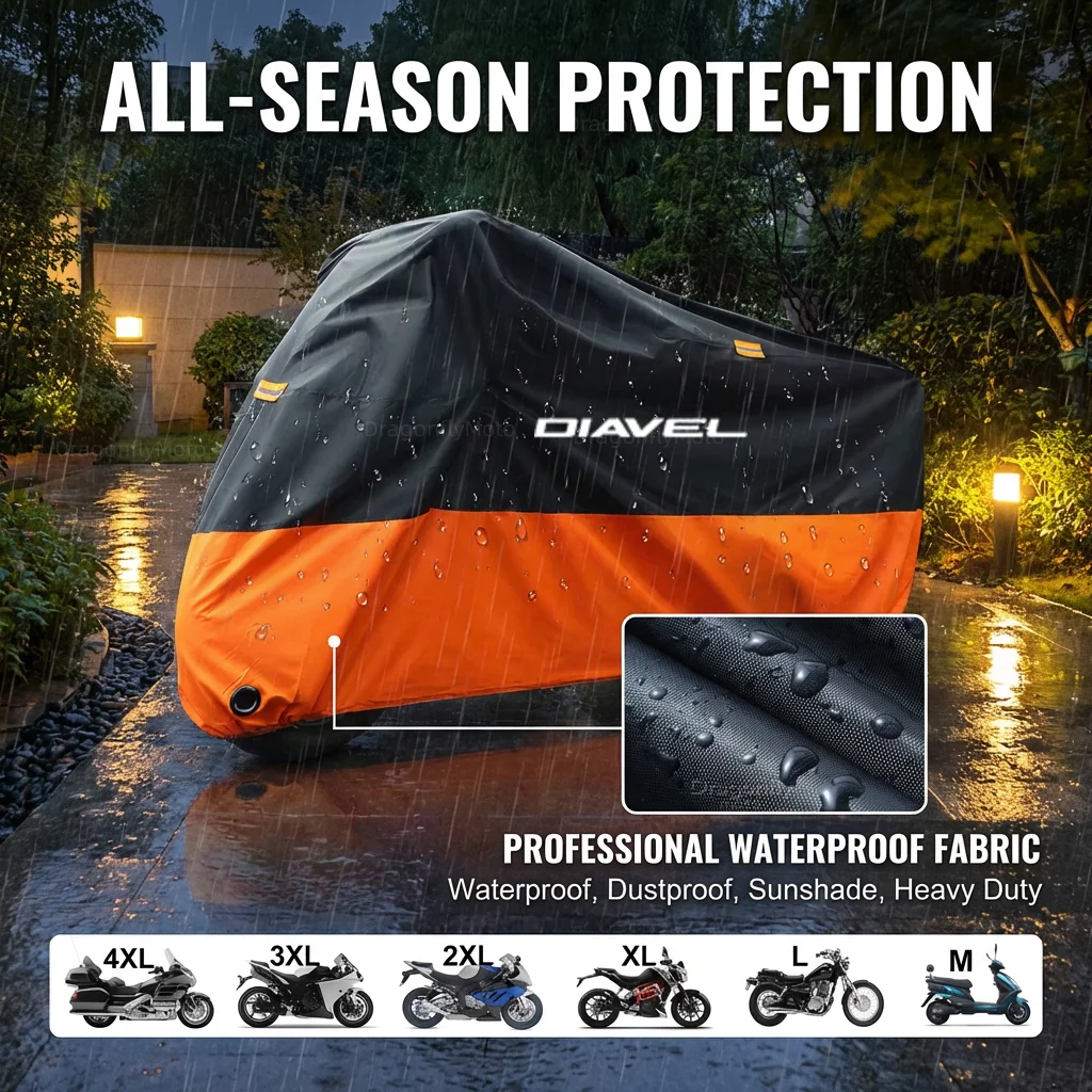 For DUCATI DIAVEL 2011-2015 XDiavel S Diavel 1260 1200 Motorcycle Cover Thick 210D Waterproof Outdoor Uv Protective Dust Rain