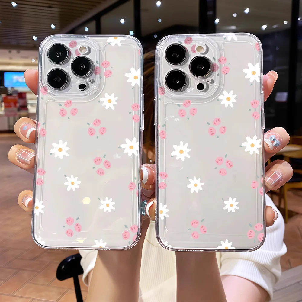 

Fresh Light Pink Flower Silicone Phone Case for IPhone 17 16 15 14 13 12 11 Pro Xs Max Air Mini 7 8 6 6s Plus SE 2020 2022 Cover