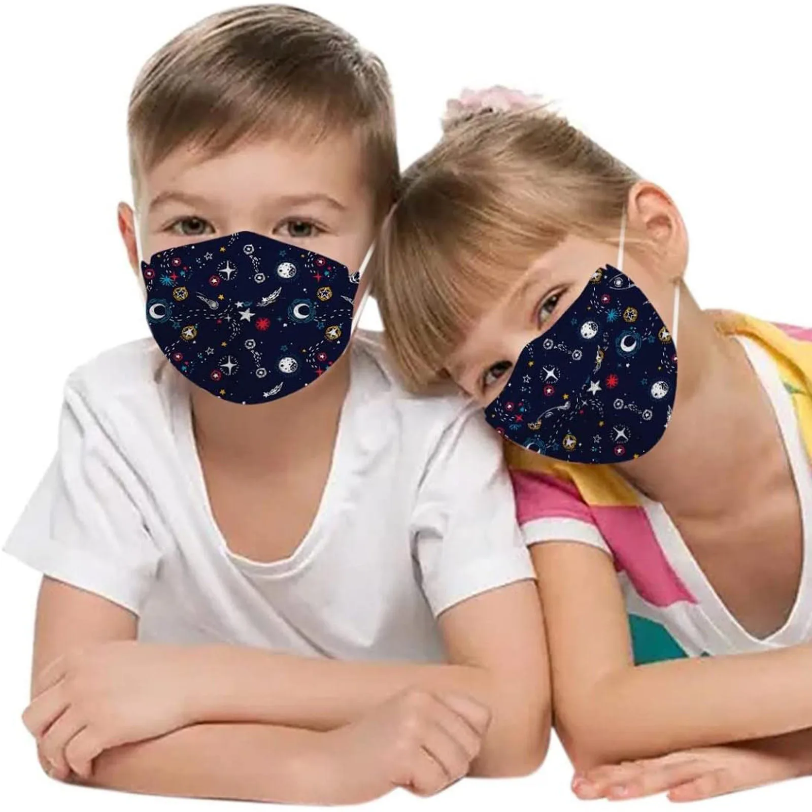 50Pcs Kids Disposable Face_Masks With 3D Designs 4-Ply Cute Printed Breathable Face_Mask