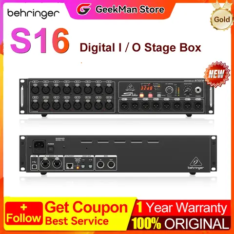 Behringer S16 16 Channel Digital I/O Stage Box Snake with Remote-controllable Midas Designed Mic Pres and AES50 Network Port