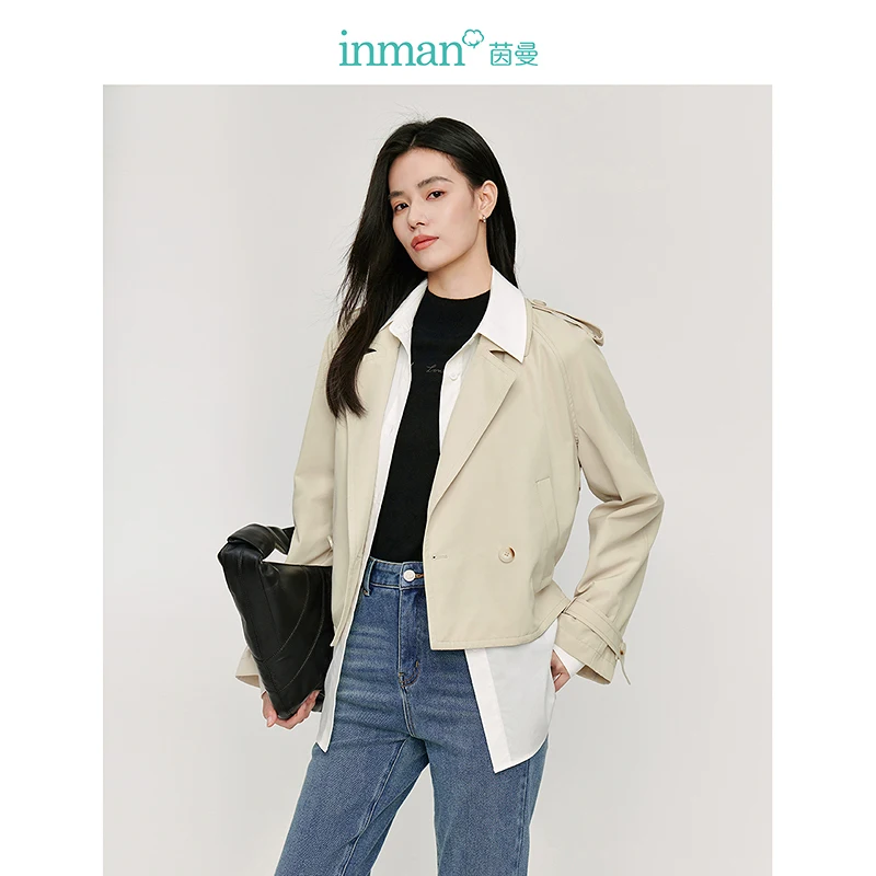 

INMAN Three proofings short Women's trench coat Commuter AutumnWinter windbreaker elegant temperament jacket outerwears