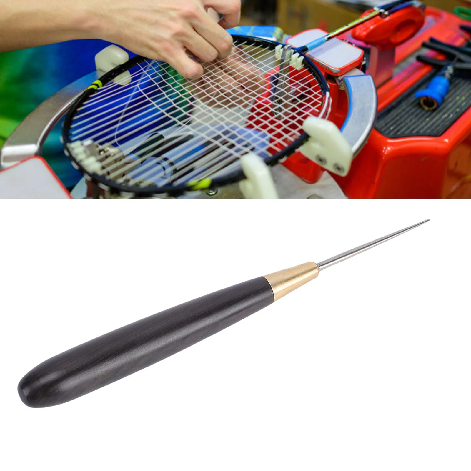 

Racket String Assistance Awl Racket Stringing Awl Portable Steel Badminton Racket String Assistance Awl Tool with Wooden Handle