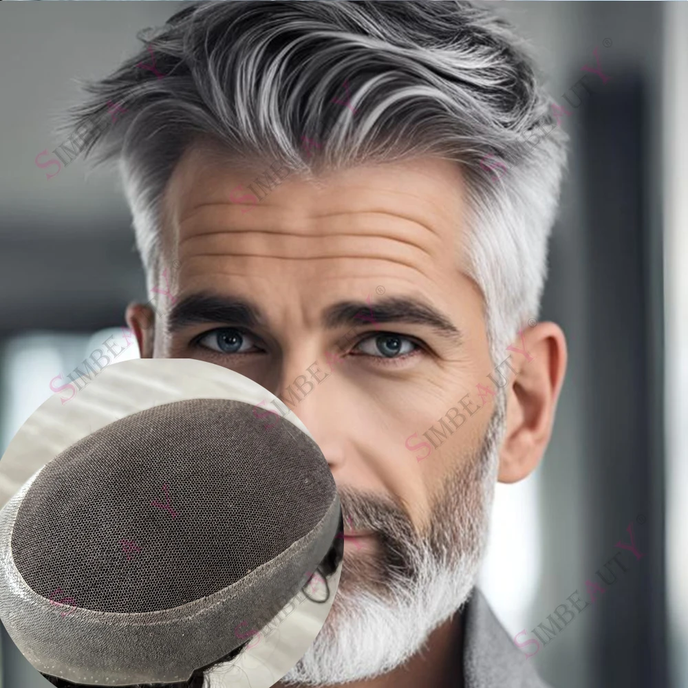 

Натуральная линия роста волос # 1B30 старые мужские серые парики, австралийский кружевной и искусственный парик для мужчин, 100% человеческие волосы, мужские волосы, капиллярный протез