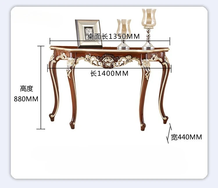 Factory Direct 2026 Table against the wall European light luxury style foyer luxury semi-round shelf new Chinese style strip tab