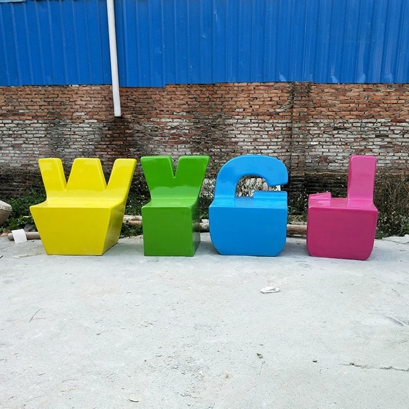 FRP letter shape seat sculpture custom outdoor park square landscape decoration