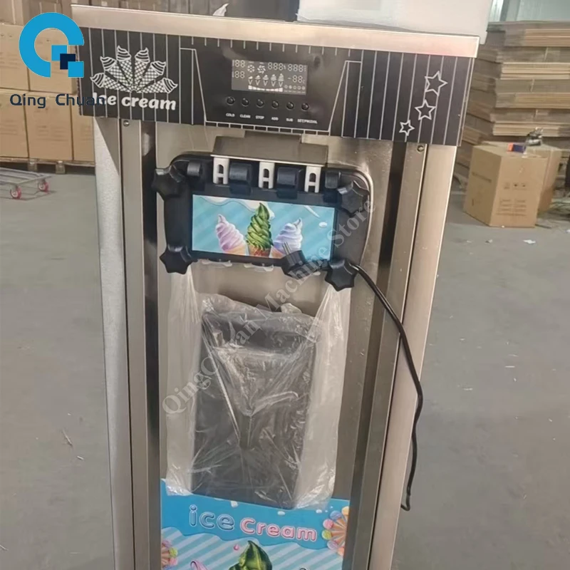 Softeismaschine, kommerzielle kleine vertikale Kegeleismaschine, drei Geschmacksrichtungen, CE