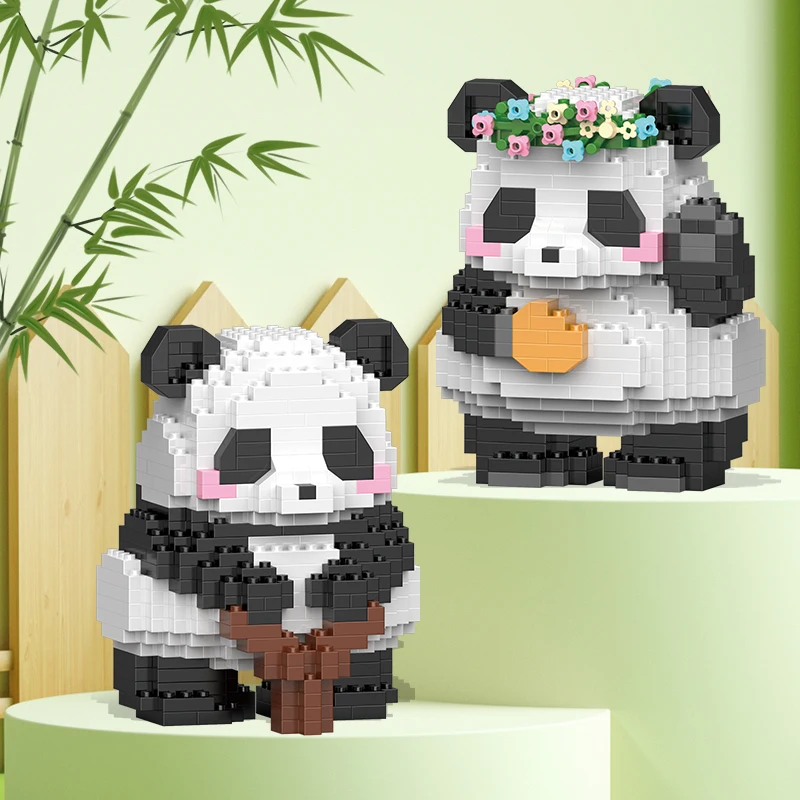 New Arrival Mini Cute National Tide Panda Micro Assembled Animals Building Blocks Diy Creative Cartoon Ornament Toys For Kids