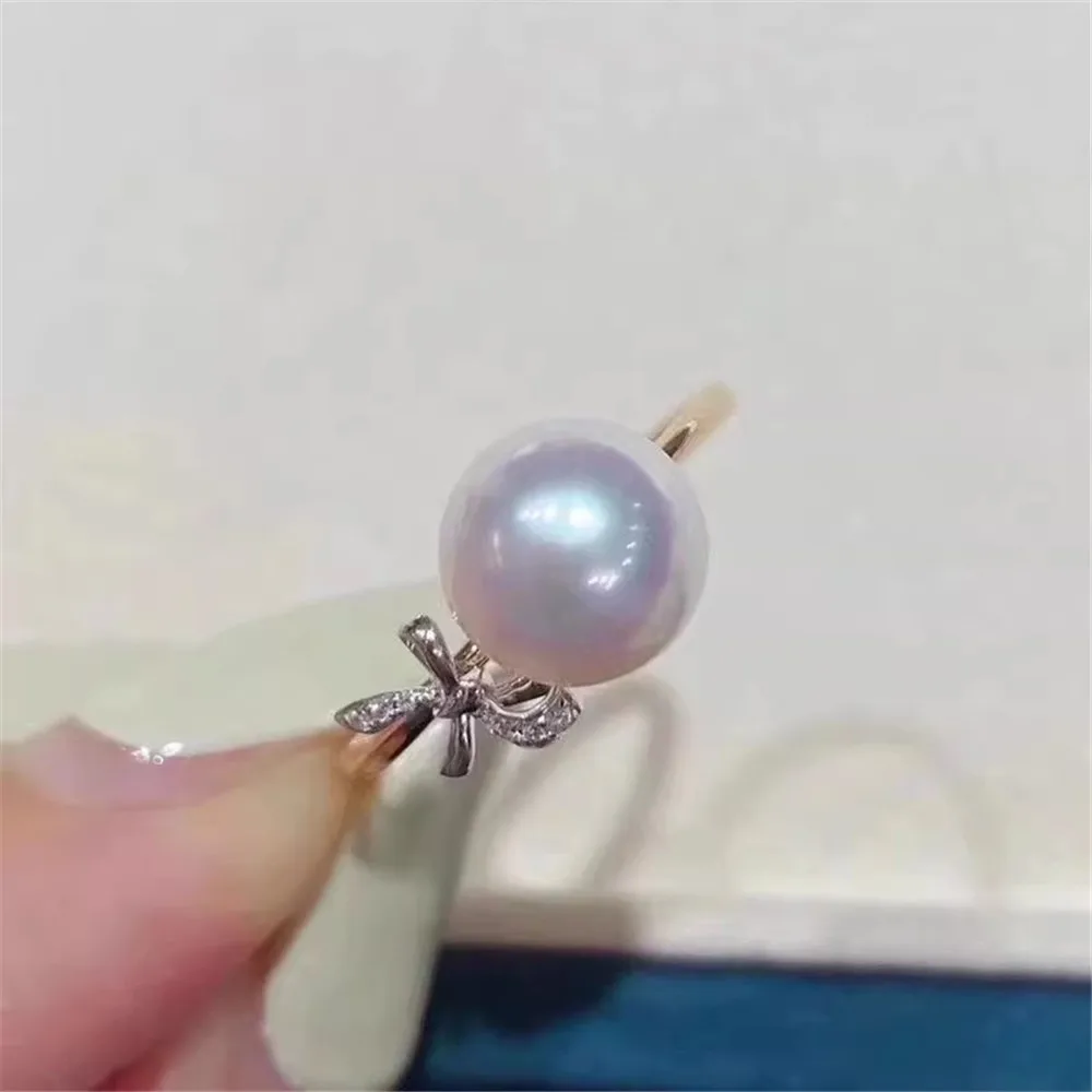 

S925 Silver Sterling Ring Inlaid Zirconia Half Hole Pearl Ring Base Resizable Design DIY Handmade Fine Jewelry Ring Accessories