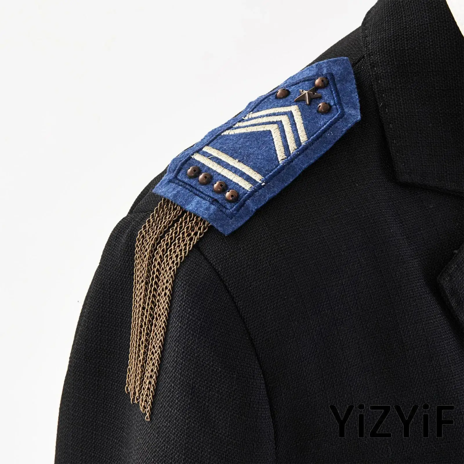 

2Pcs Unisex Fringed Punk Style Classic Suit Uniform Cosplay Accessory Navy Epaulets Costume Accessory for Role Play Themed Party