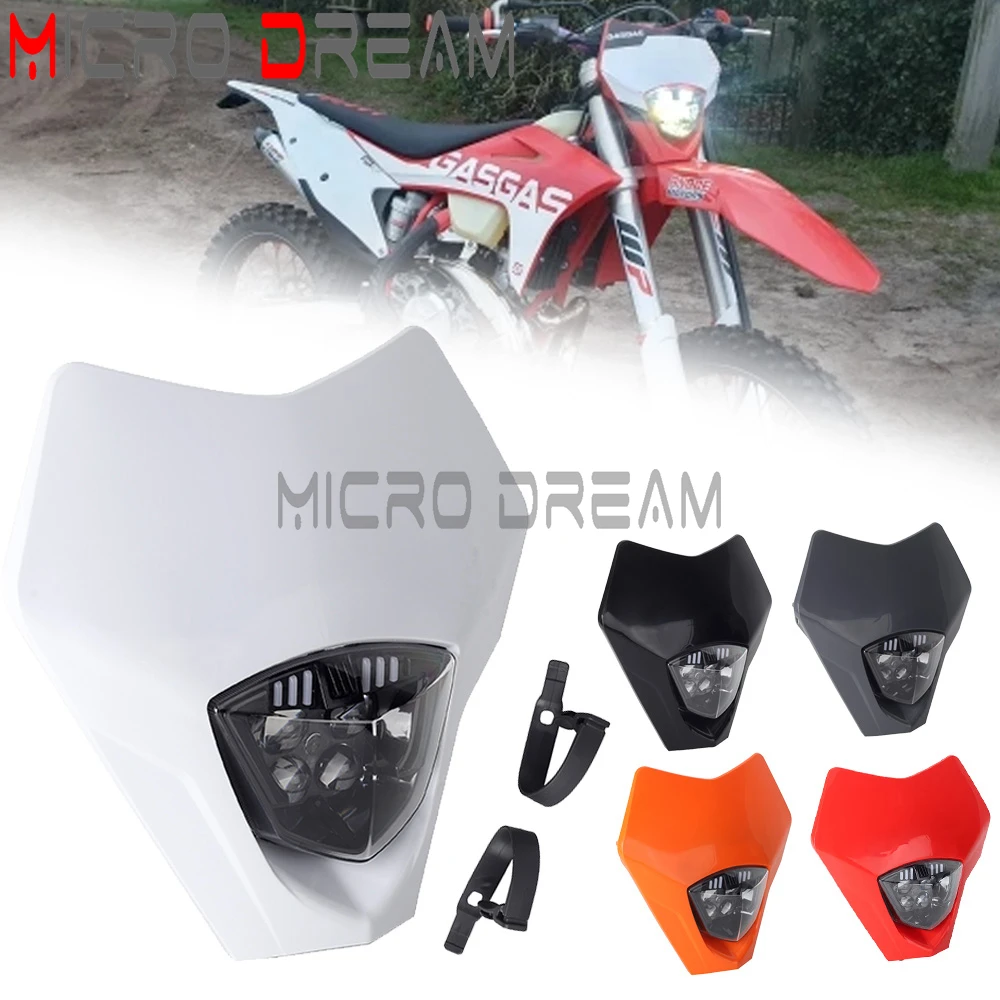 For GASGAS EC 250 250F 300F EX300 350F 450 Motorcycle LED Headlight Plate Tuning High/Low Beam Dirt Bike Motocross 2021-2023
