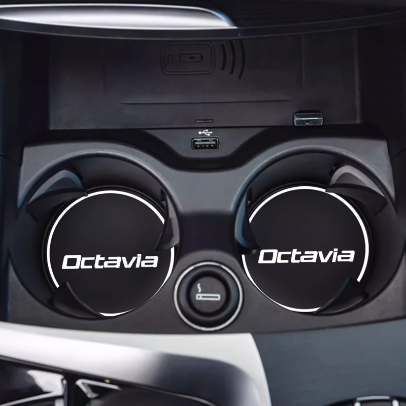 2Pcs Car Cup Mat For Skoda Octavia 2 3 MK1 MK3 Car Round Door Groove Mat Silent Non-Slip Auto Interior Accessories view 3