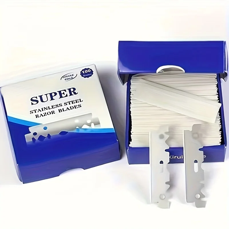 100PCS Single-Sided Razor Blades - Stainless Steel Safety Razors for Men, Barber-Grade Shaving Tools Razor Blade Sharpener