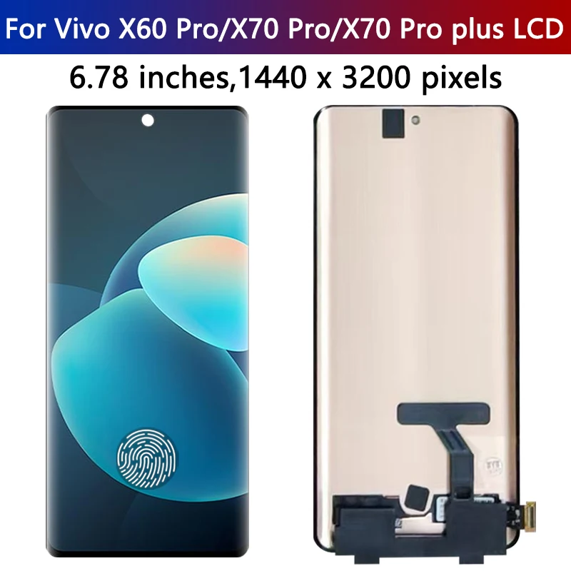 6.78“AMOLED For Vivo X60 Pro X70 Pro X70Pro Plus V2046  V2145A V2134A LCD Display Touch Screen Digitizer  Assembly