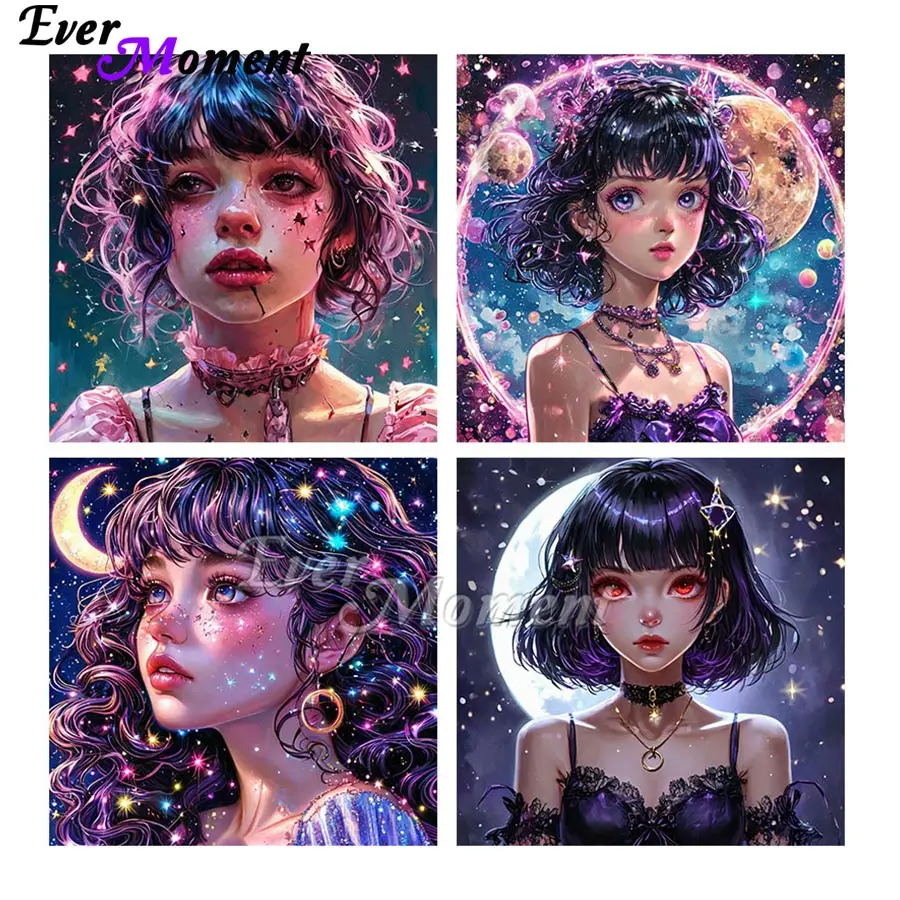 

Ever Moment аниме девушка стиль живопись DIY набор алмазов для рисования с AB и кристаллами украшения дома поделки для взрослых ASF2835