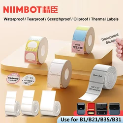Original Niimbot B1/B21/B3S/B203/B31 Colorful Pure White Transparent Label Sticker Adhesive Waterproof Price Tag Thermal Printer
