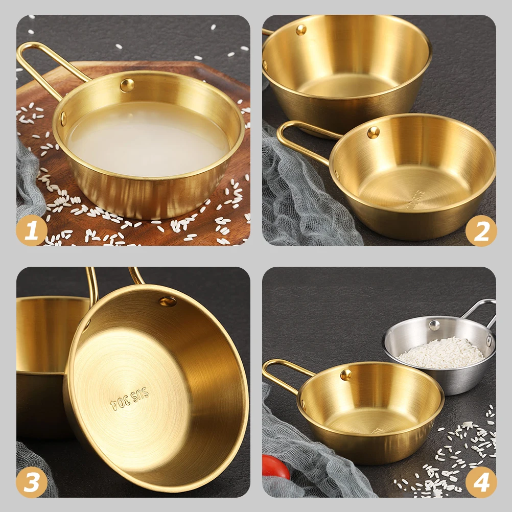 

3Pcs Korean Rice Bowl with Handle Stainless Steel Soup Dish for Home Restaurant Party Camping Portable Use Korean Ramen Pot