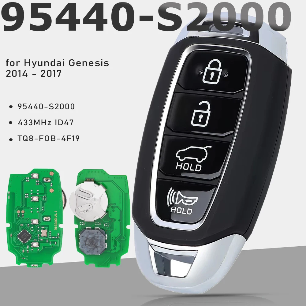 KEYECU 95440-S2000 433MHz Smart Remtoe Key 4 Button Fob for Hyundai Santa Fe 2019 2020 FCCID: TQ8-FOB-4F19 95440S2000