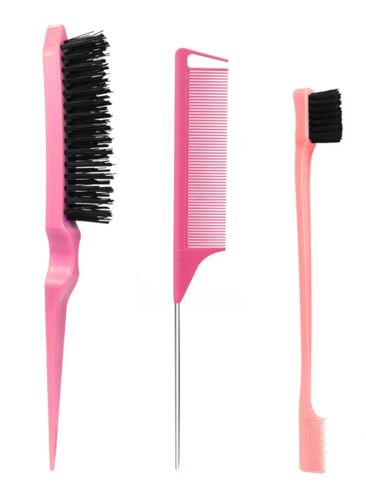 Brosse à cheveux en poils de sanglier pour chignon élégant en queue de cheval et lissage des poils de bébé, mèches, contrôle des bords, peignage et taquin