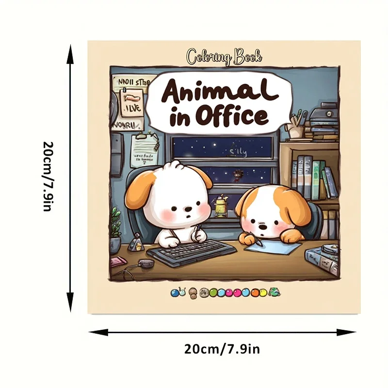 Libro para colorear de animales de oficina para adultos |   Libro para colorear de 28 páginas, material de dibujo para Navidad, Acción de Gracias