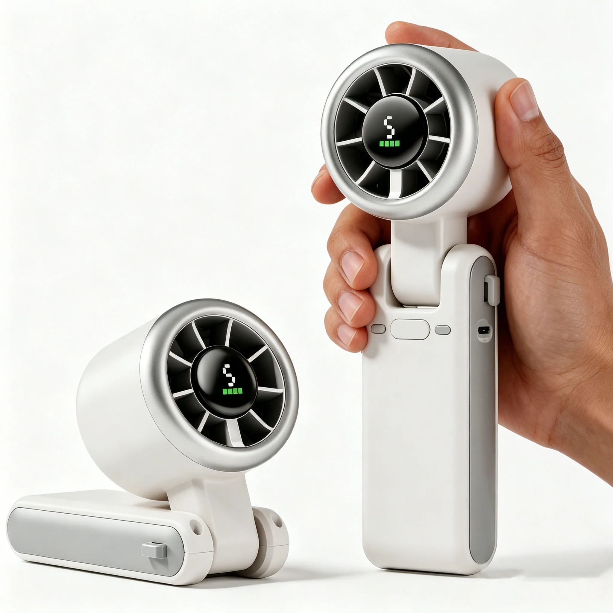 Portable Mini Handheld Fan USB Rechargeable Long Battery Life 3-in-1 Personal Turbo Cooling Fan for Outdoor, Travel, Office