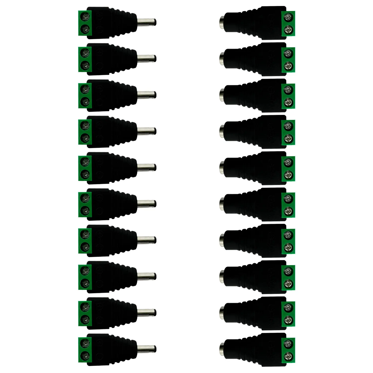 

20pcs set DC3.5x1.35mm Power Connector Plug and Jack Set, High Quality Solderless Male and Female Terminals for LEDs/Electronics