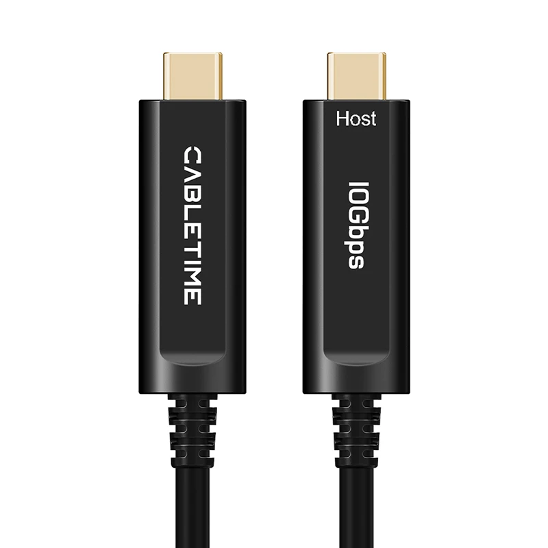 CABLETIME Kabel USB C 3.2 Gen 2 Aktywny Optyczny Kabel do Transmisji Danych AOC Światłowodowy Kabel USB C 10Gbps 5M/10M/15M do Gier VR Kamery — zdjęcie produktu 7