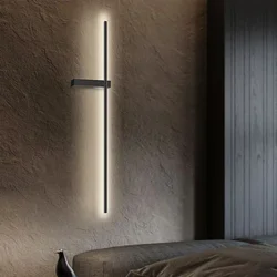 Minimalist Long LED Black Wall Lights Bedroom Art Decorate Sconce Living Room Background Hotel Stairs Hallway Wall Lamp Fixtures