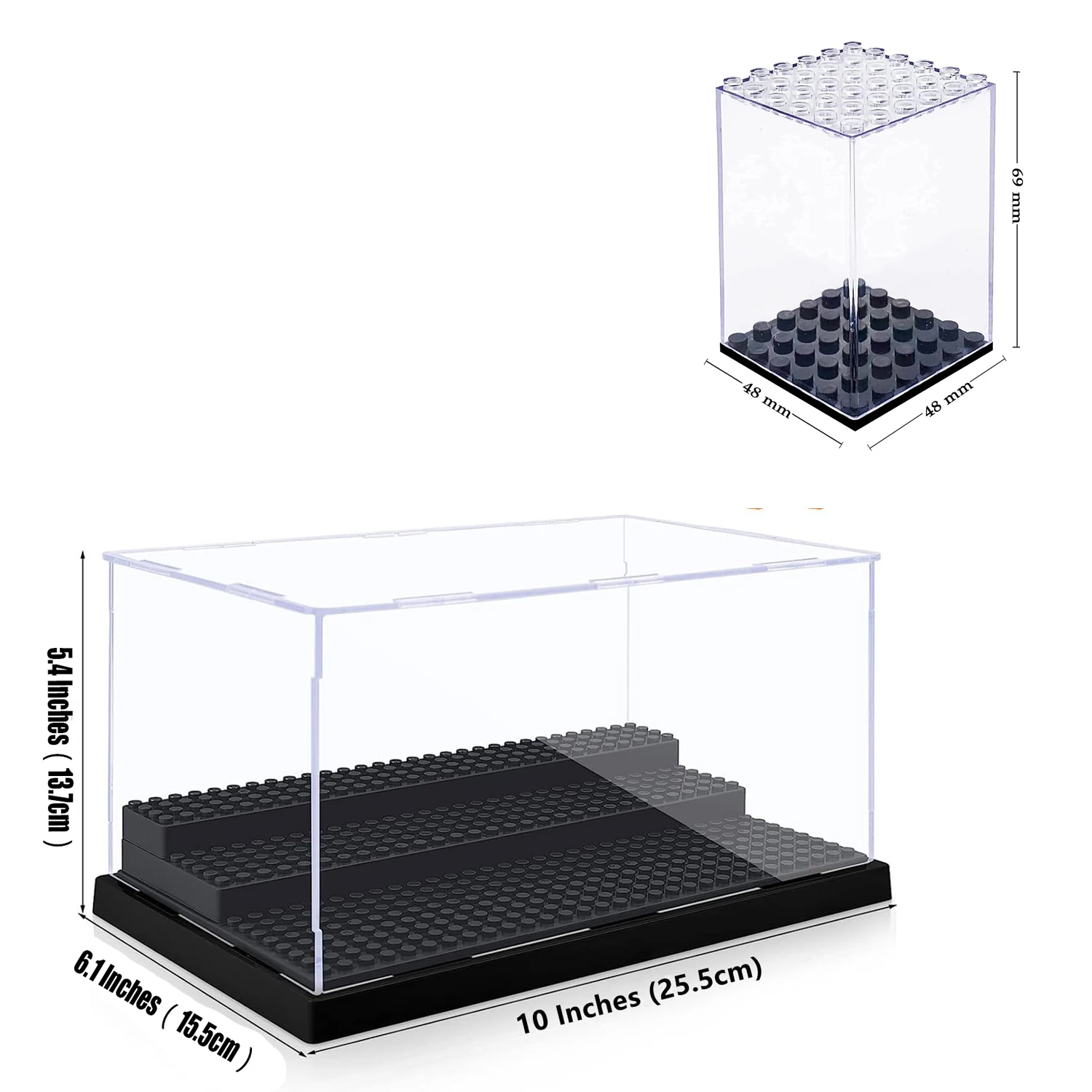 Display Case for Minifigures Action Figures Blocks, Acrylic Display Showcase for Lego Series Figure Blocks Toys With Black Base