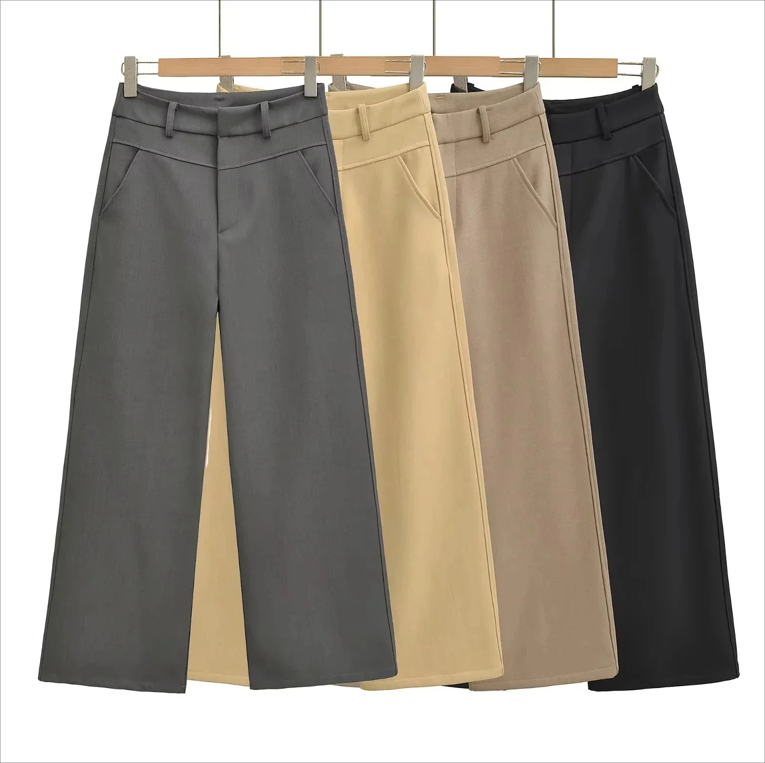 

Womens Straight Leg Suit Pants Loose Slimming Casual Trousers High Waist Elegant Old Money Style Office Wear