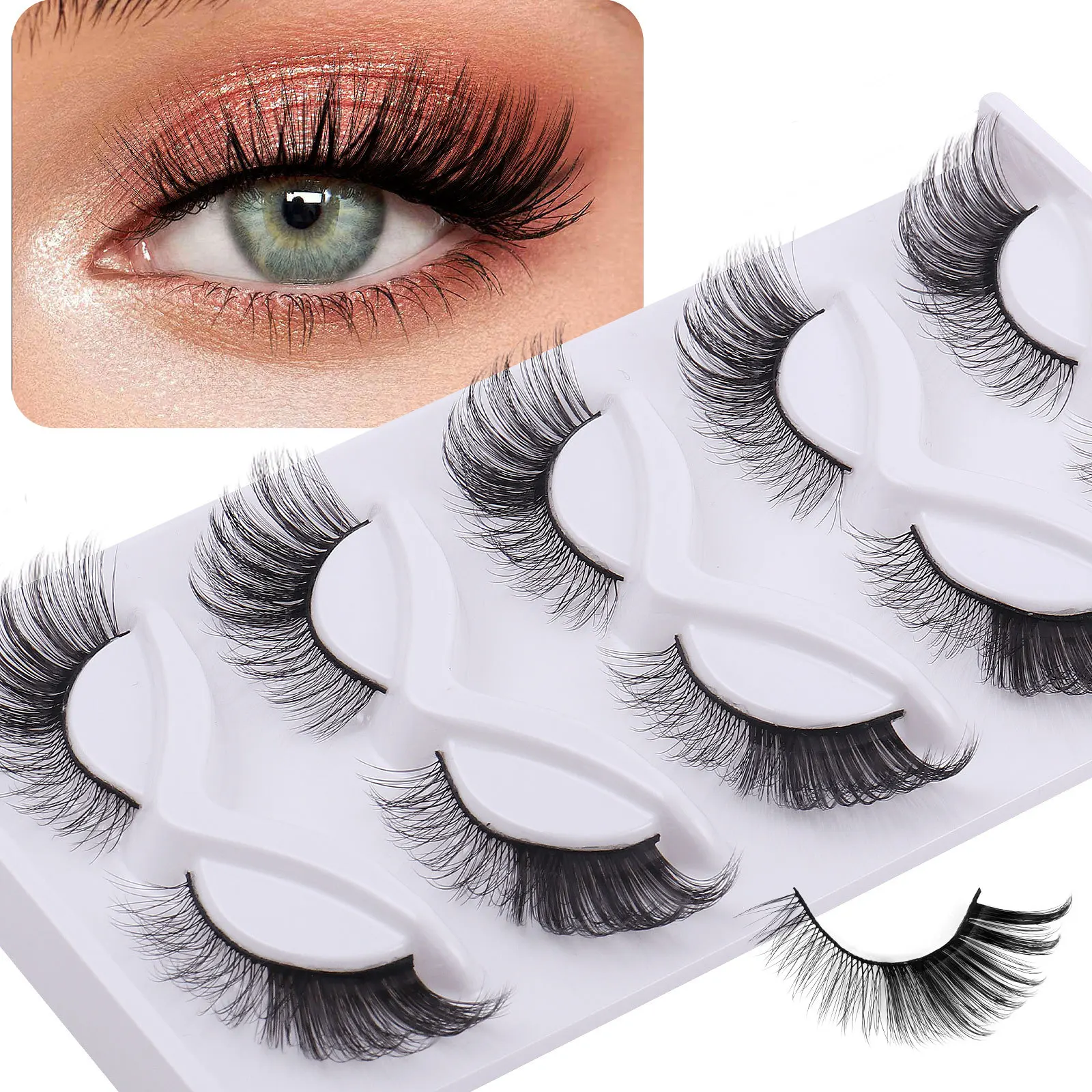 5 Paar Gevleugelde Vossenoog Valse Wimpers Extensions Natuurlijke Nep Strip Wimper Natuurlijke Levensechte Zachte Nep Wimper Zachte 3d Eye Lash