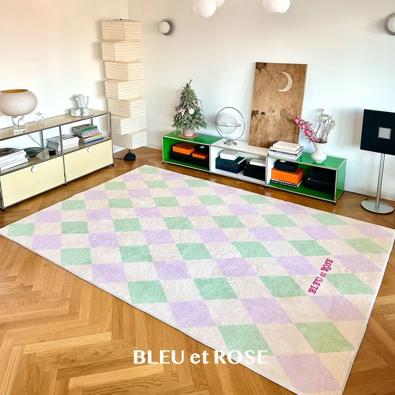 

Large Area Cloakroom Non-slip Mat Checkerboard Carpets for Living Room Fluffy Soft Lounge Rug Thick Bedroom Decor Plaid Carpet