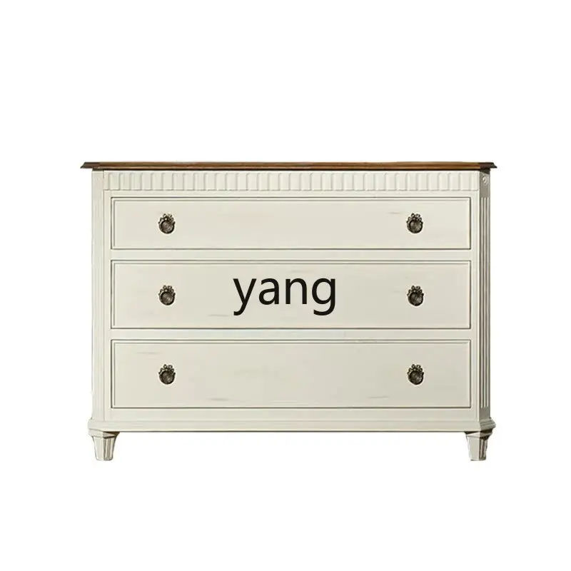 

LTT American creative bedside table household small storage cabinet French simple and versatile solid wood locker