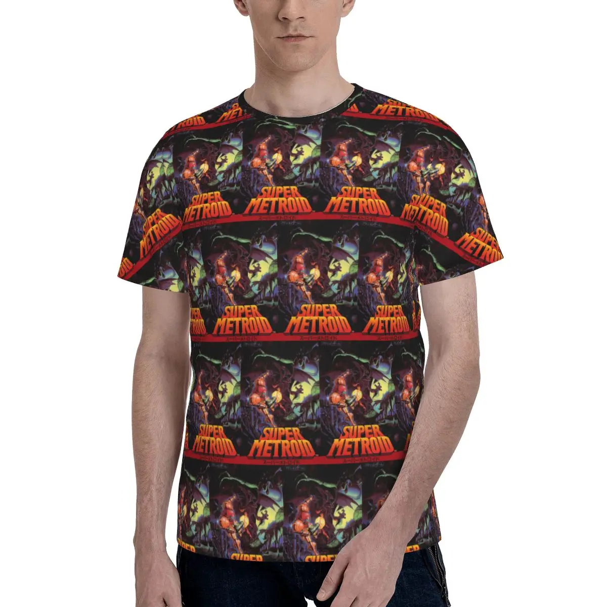 Super Metroid Large Game T-Shirt for Men Cotton T Shirts Men's Short Sleeve O-Neck Summer Clothes Tops