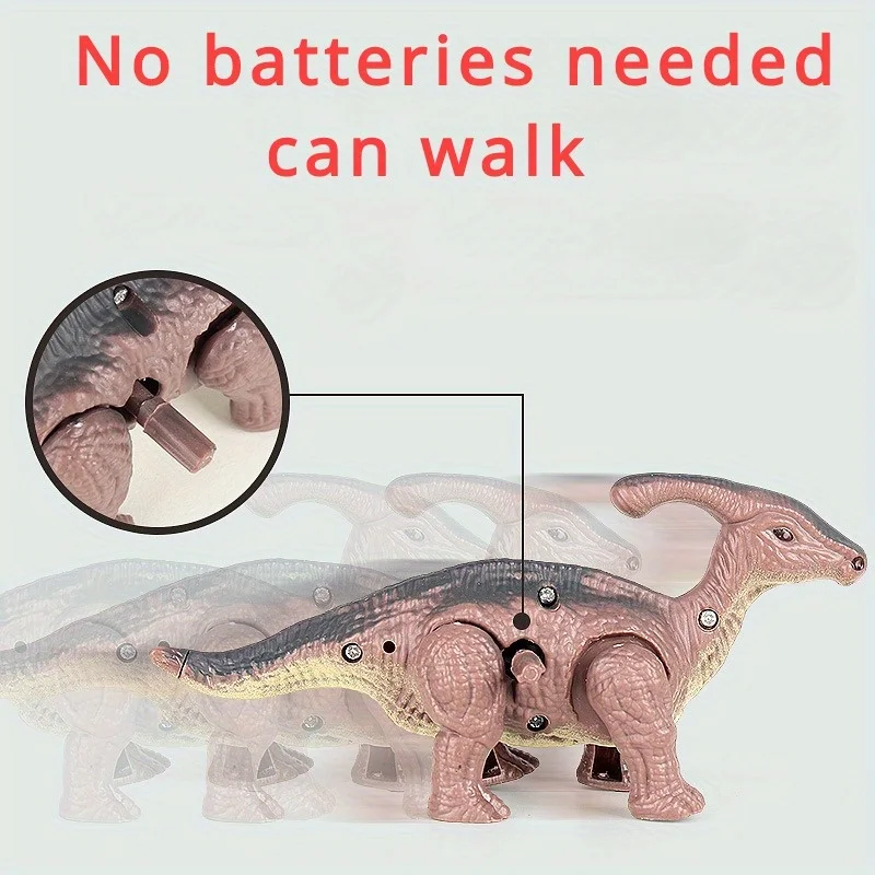 A Gift Set Of Dinosaur Toys, Running Mechanical Animal Toy That Walks Automatically When Wound Up. Birthday Gift For Children.