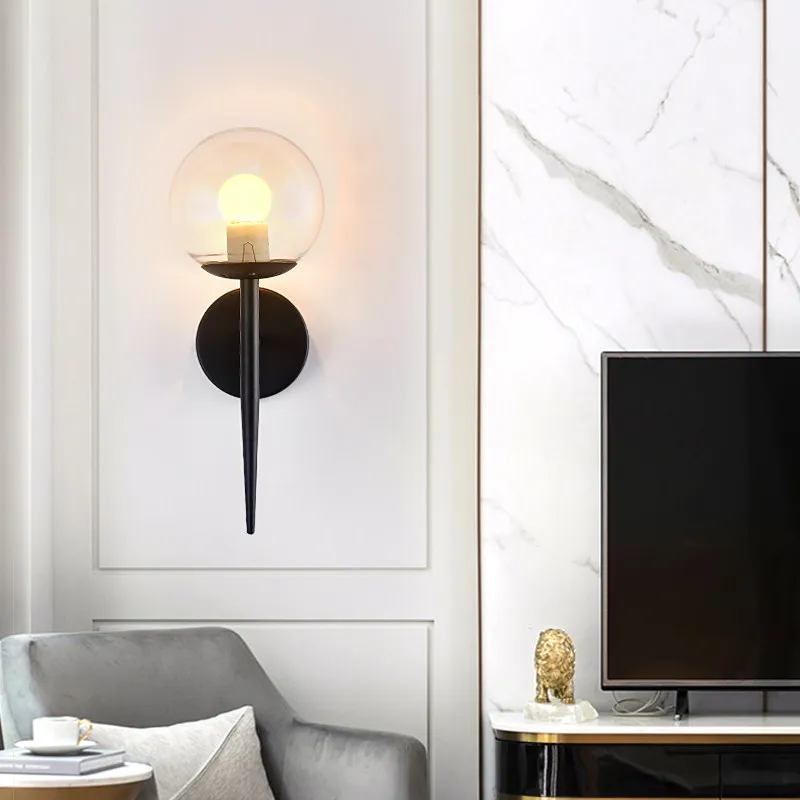 Modern LED Golden Wall Lamps with Milky PVC round Ball Indoor Bedside Lighting Double G9 Bulb Included