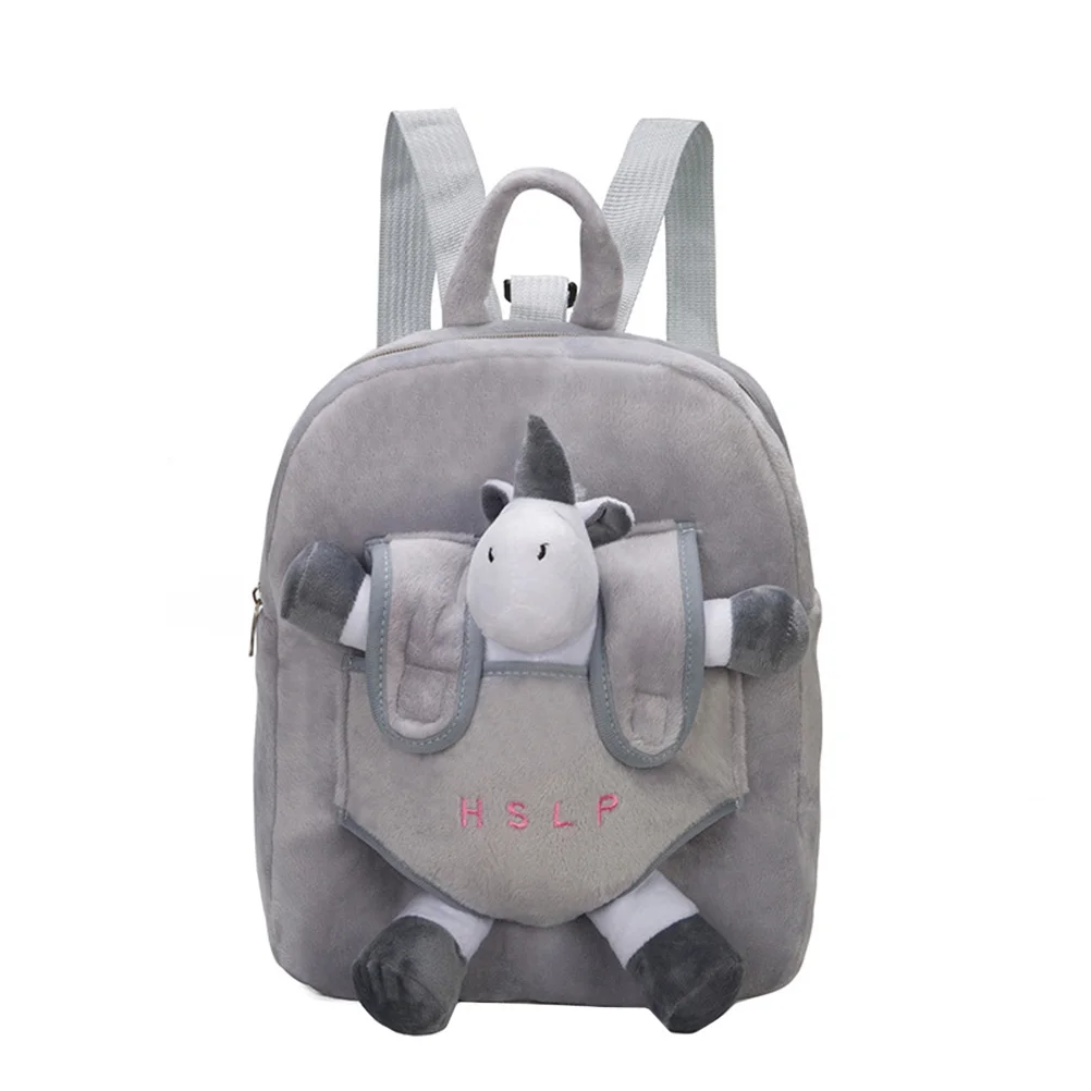 

1 Unit Children Unicorn Backpack Grey Small Cute School Bag for Kids Toddler Travel Hiking Outdoor Snack Storage