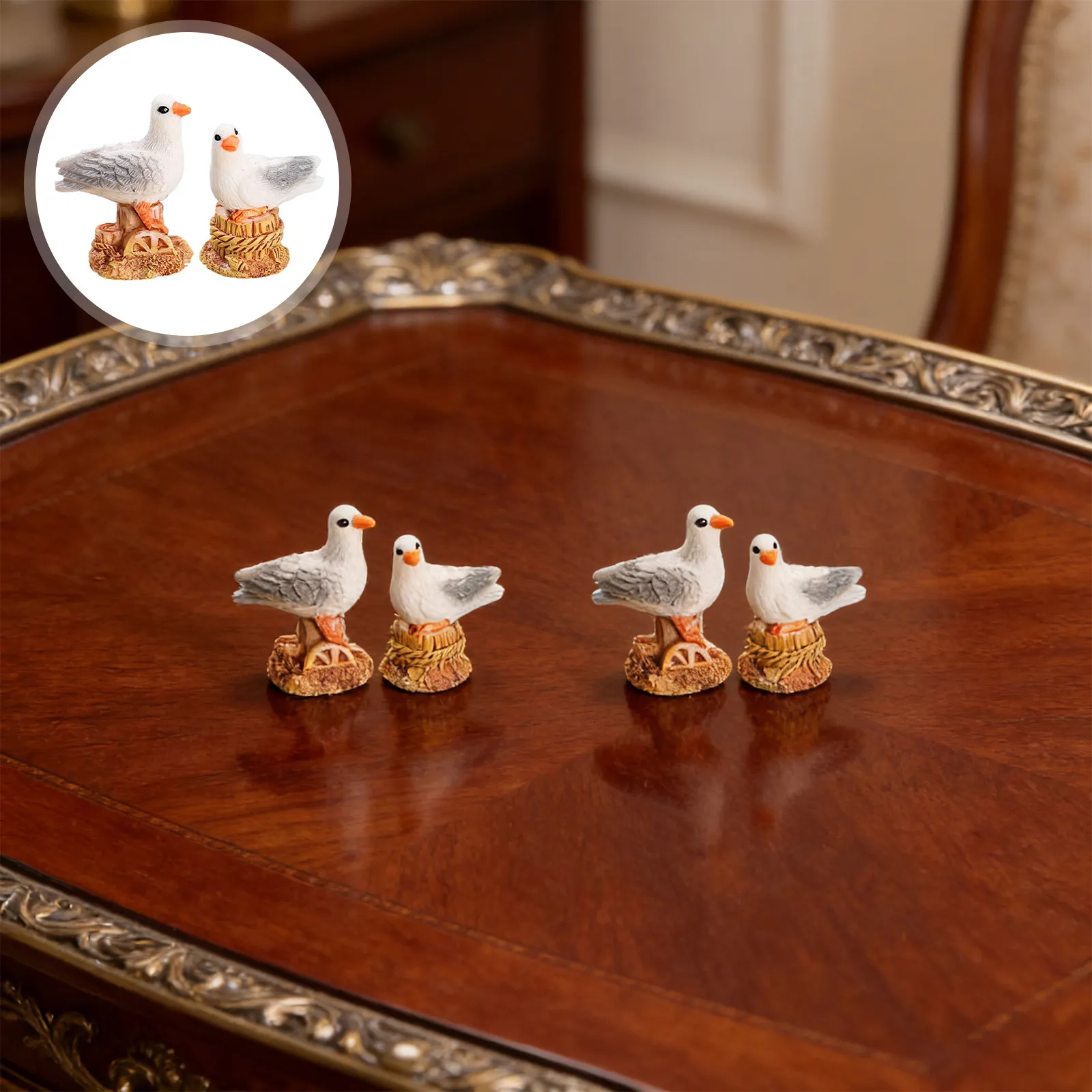 12Pcs Seagull Garden Decoration Mediterranean Style Resin Sea Bird Sculpture for Desktop Micro Landscape Coastal Ornament