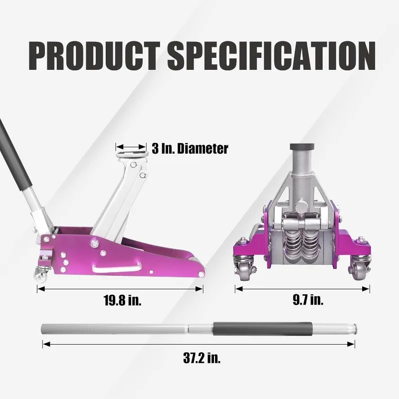 AT815016LP-1 Aluminum and Steel Racing Floor Jack: Quick 6-Pump Lift to 14-1/8