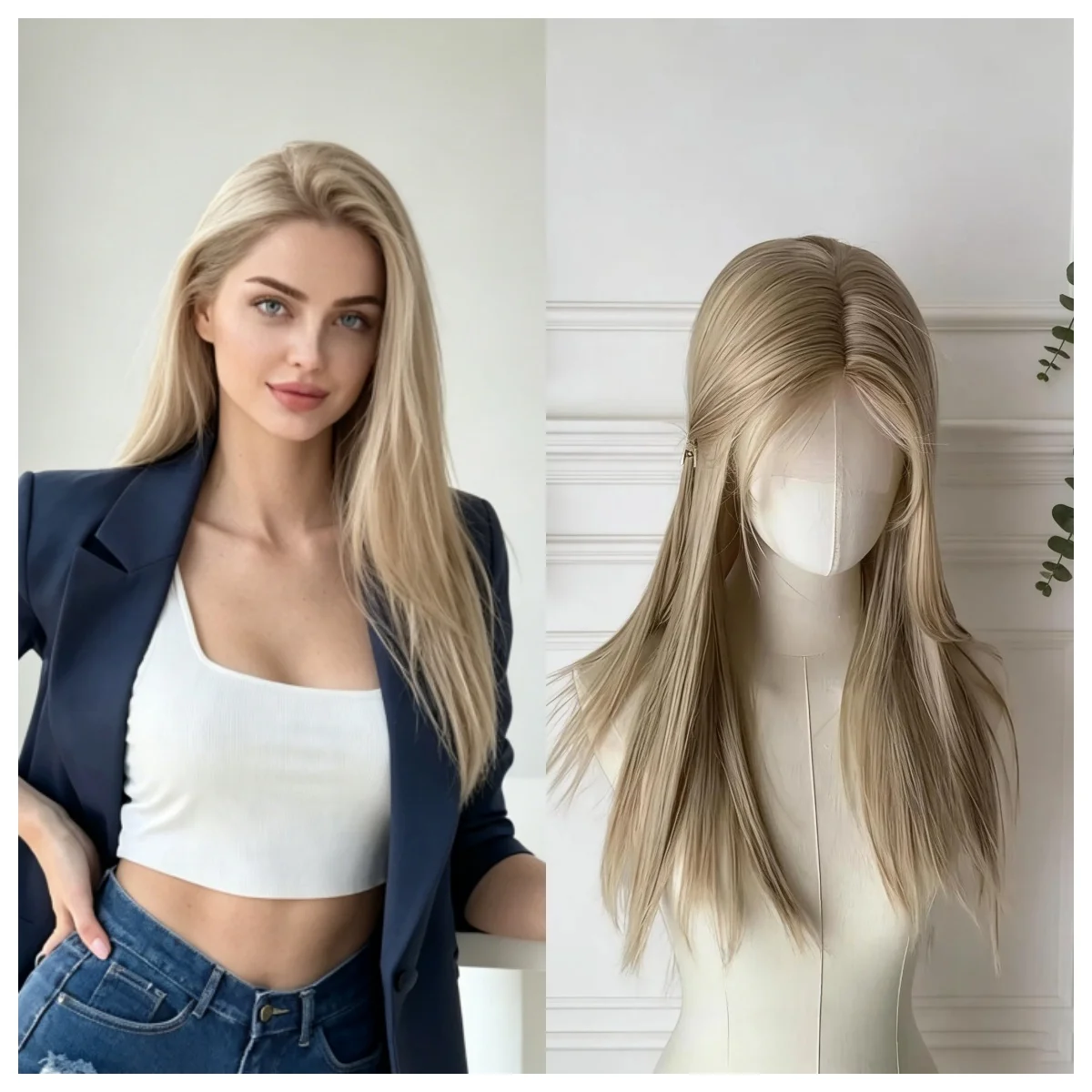 Long Ash Blonde Synthetic Lace Front Wig 13x4 for Women Permed Long Straight Natural Color Denser Weave Daily Wear