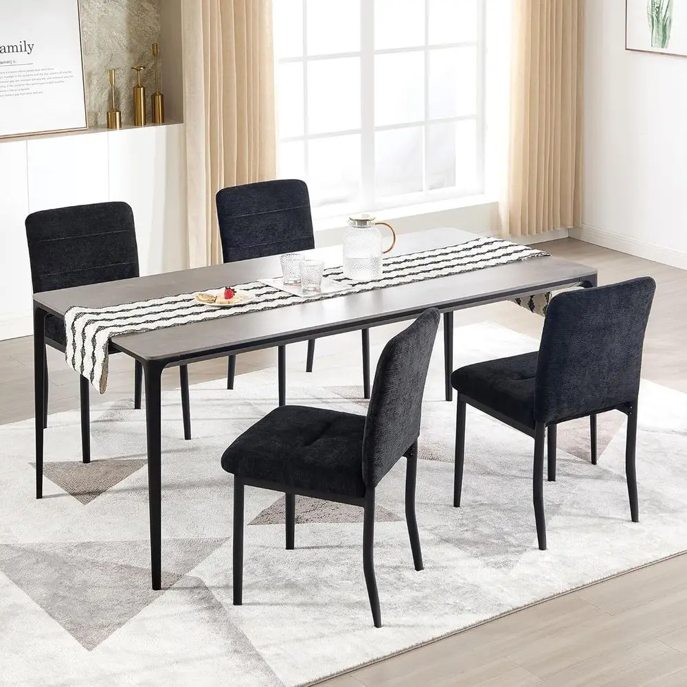

4-Piece Upholstered Fabric Parsons Chairs with Metal Legs for Dining, Kitchen, Living, and Bedroom