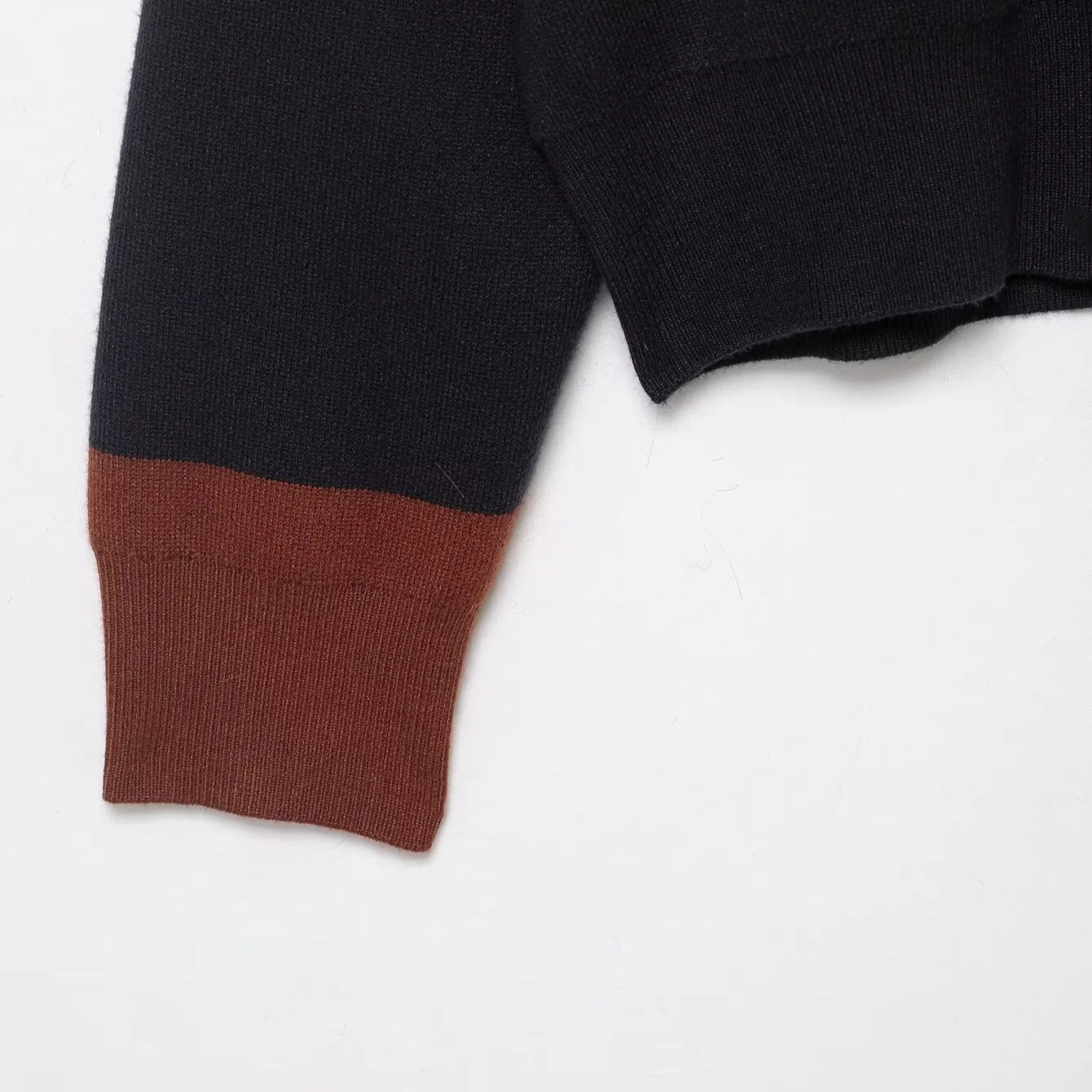 Damen Vintage Gestreifter Pullover Herbst Winter Mode Kragen Farbblock Lässiger Pullover Lässiges Langarm-Strickoberteil