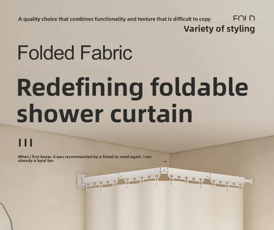 No Punching Folding Rod Shower Curtain Bathroom Invisible Partition Curtain Bathroom Waterproof and Mildew-proof Drying Rack