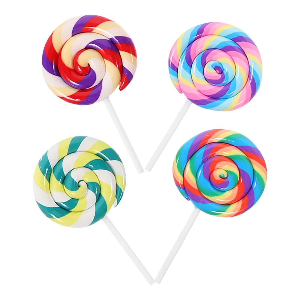4 Pcs Simulation Lollipop Candy Props Decorative Fake Clay Decoration Hair Accessories Carnival Polymer Model Child