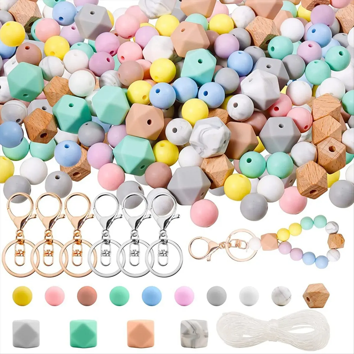 【BIG-SALE】Silicone Beads, 120pcs Silicone Beads for Keychain Making, Silicone Beads Bulk Hexagon Rubber Beads for Jewelry Making